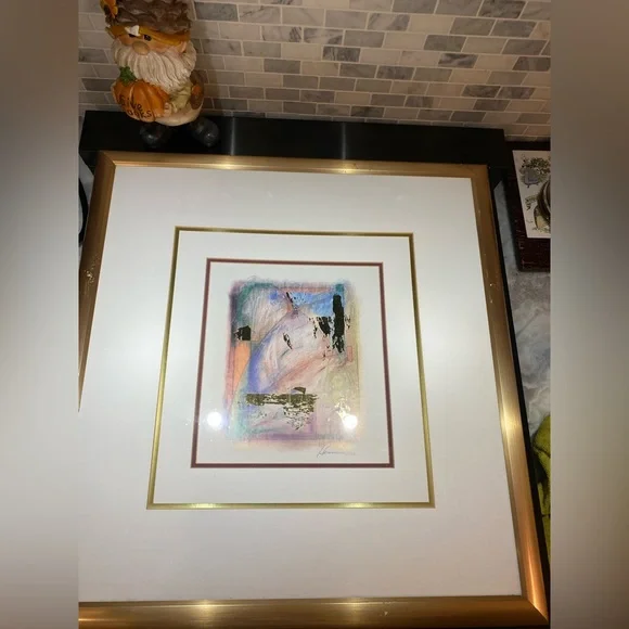 KATHRYN HENNEMAN MODERN ABSTRACT EXPRESSIONIST PAINTING WITH GOLD LEAF